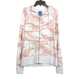 Nike Pink Camo Hooded Jacket Womens Small Casual Athleisure Zip Jacket